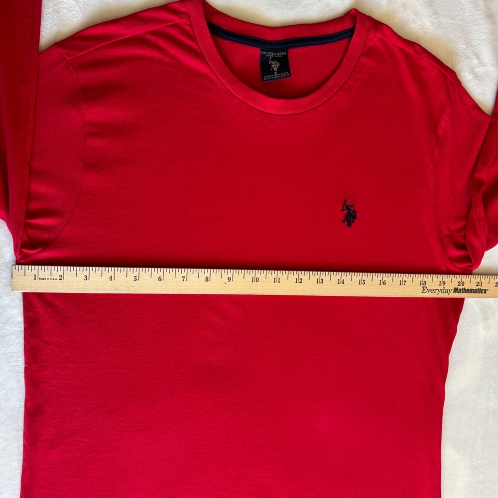 U.S. Polo Assn. Red Shirt with Logo Size S Long Sleeve Crewneck Cotton - Picture 5 of 8